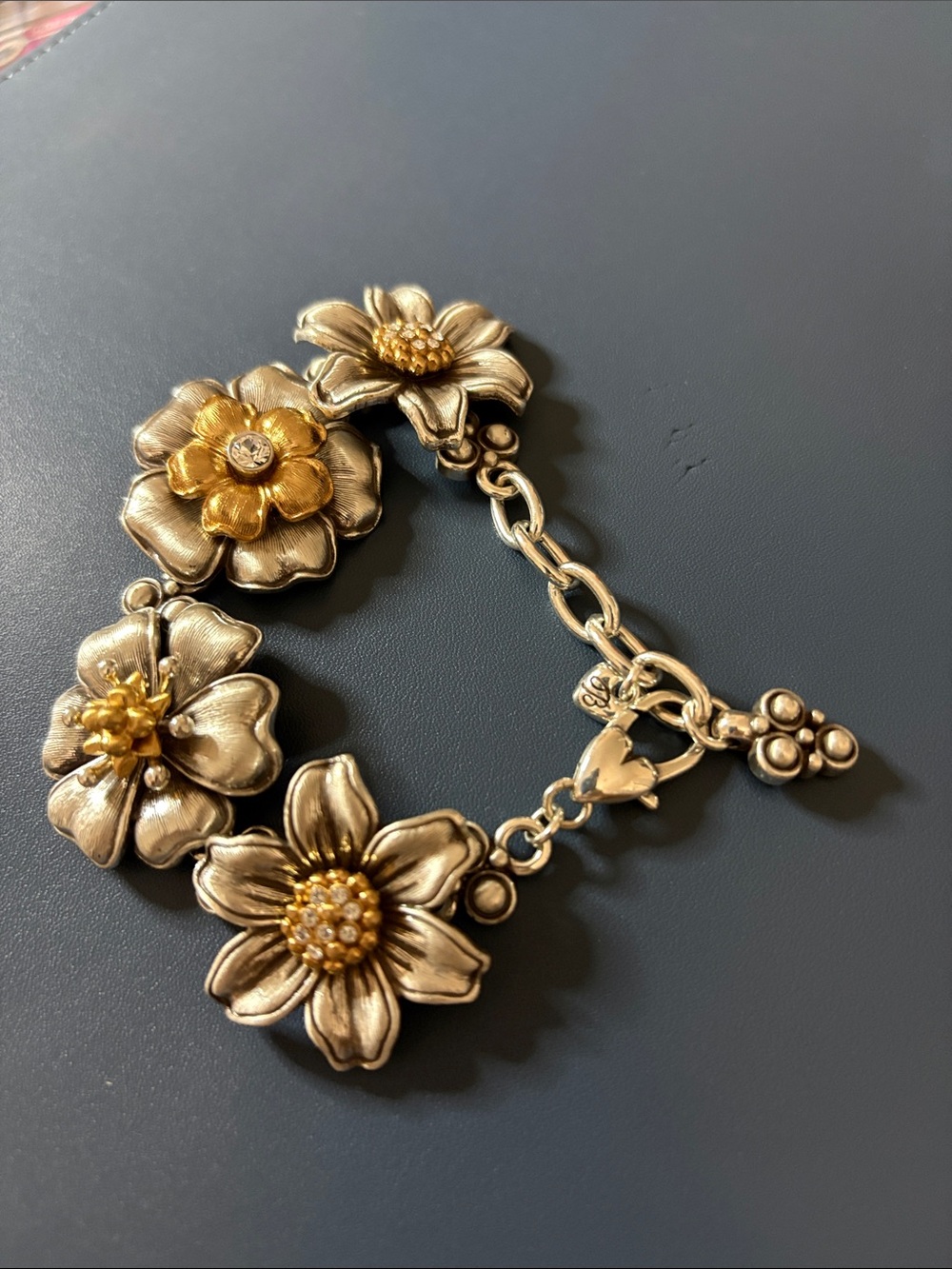 Brighton Y2K Chunky Floral Statement Bracelet in Gold and Silver
